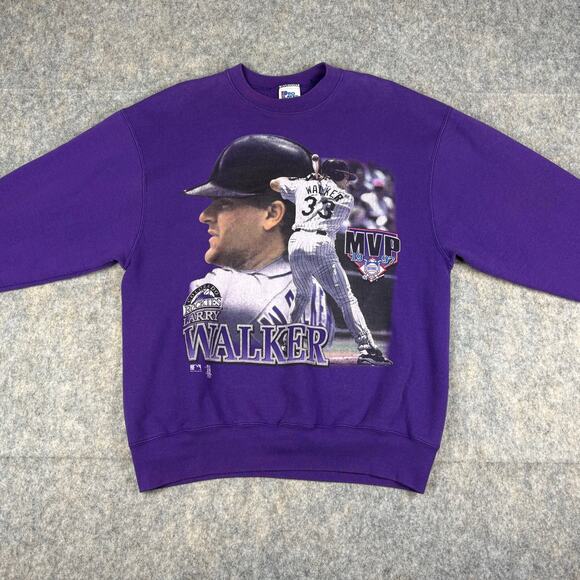 Vintage Pro Player Larry Walker Rockies 1997 MLB MVP Crewneck - Picture 1 of 12